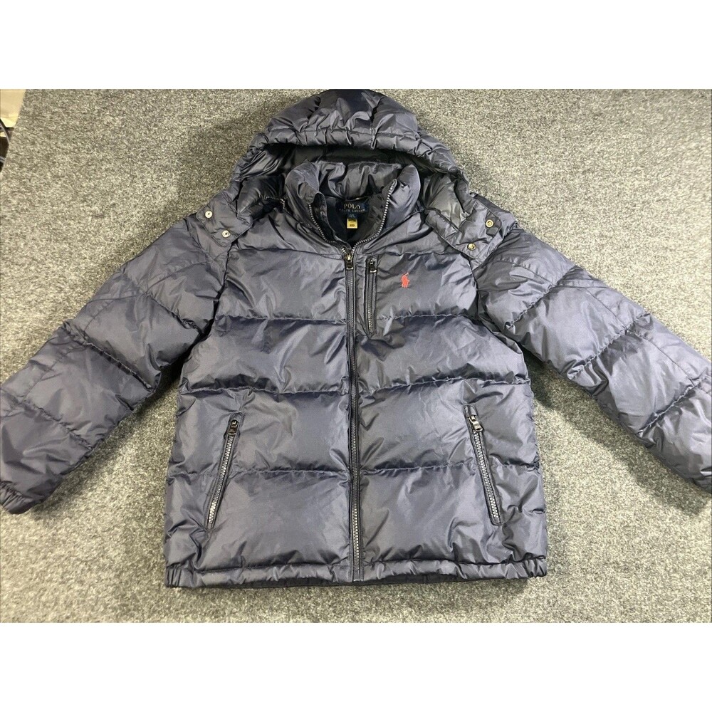 Polo Ralph Lauren Boys Gorham Down Jacket Puffer Hooded Blue Size L Large 14-16